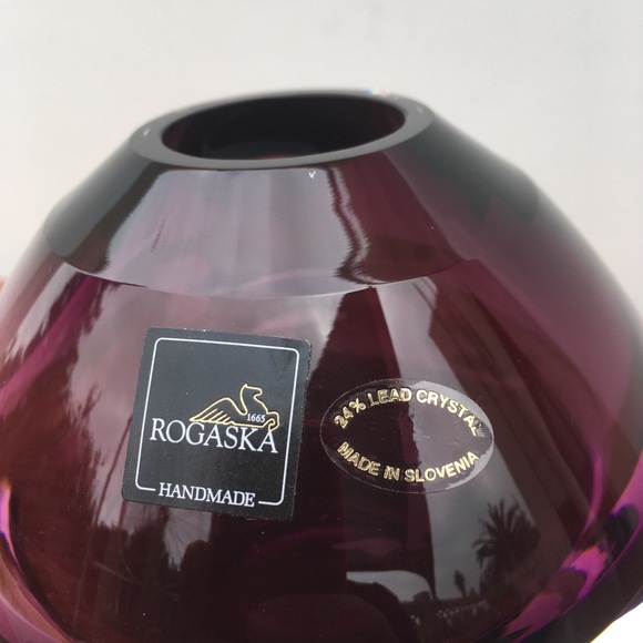 Rogaska Fashionably Late Amethyst Vase + Airplant - Picture 2 of 5